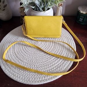 NEW ~ Nuoku Leather Cellphone/Wallet Yellow Crossbody Bag